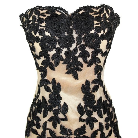 New MILITARY BALL Sweetheart black rhinestone Embroidery Lace Evening prom dress - Picture 4 of 7